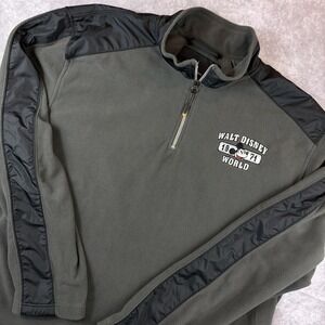 Disney‎ Parks Pullover Men's 2XL Grey Fleece 1/4 Zip Vintage Walt Disney 1971